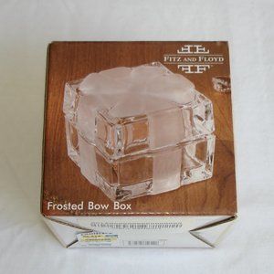 NEW Fitz & Floyd Frosted Bow Box Glass Crystal Trinket Dish